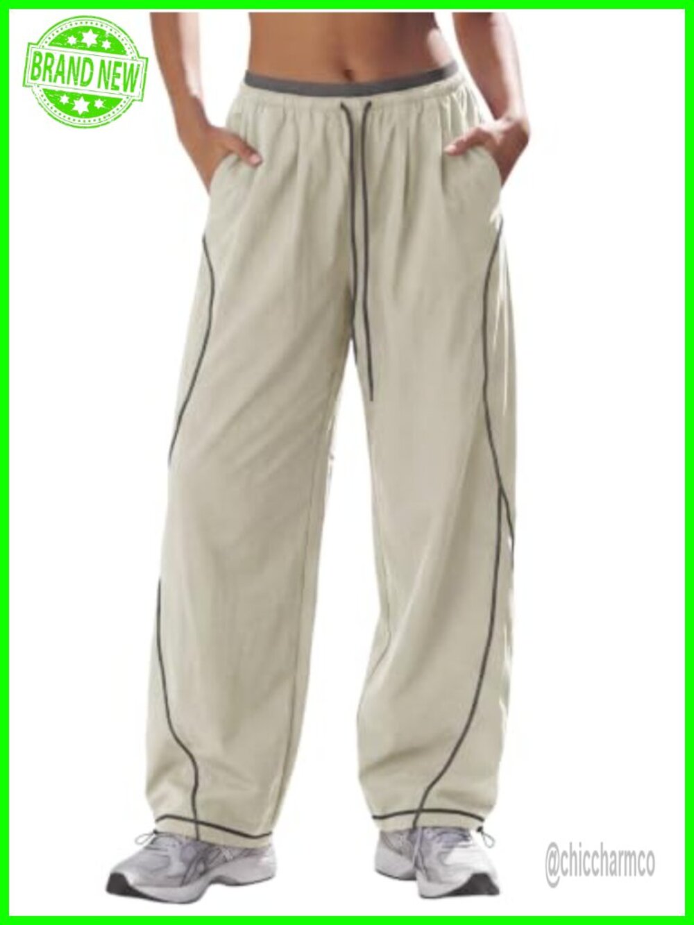 Wide Leg Track Pants Baggy Parachute Streetwear Athletic
